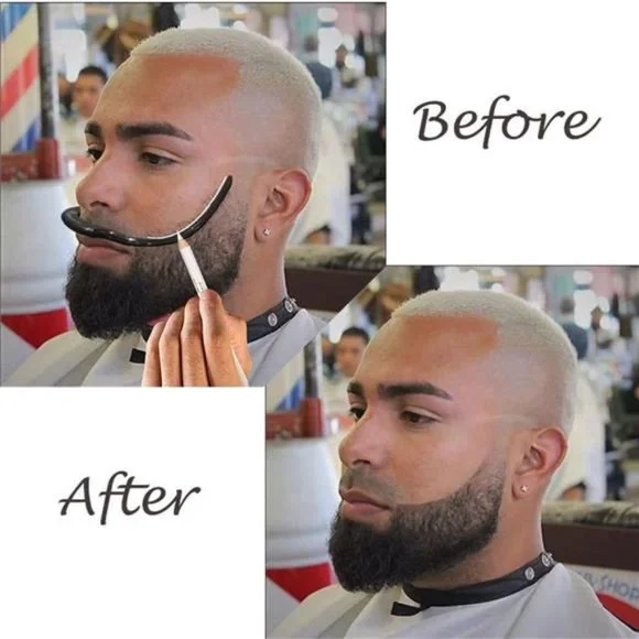 Beard Shaping Tool - Beard Shaping Template Barber Pencil Set (Black)